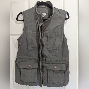L.L. Bean Gray Utility Button/Zip Front Vest